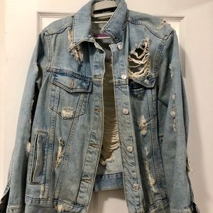 Distressed jean jacket